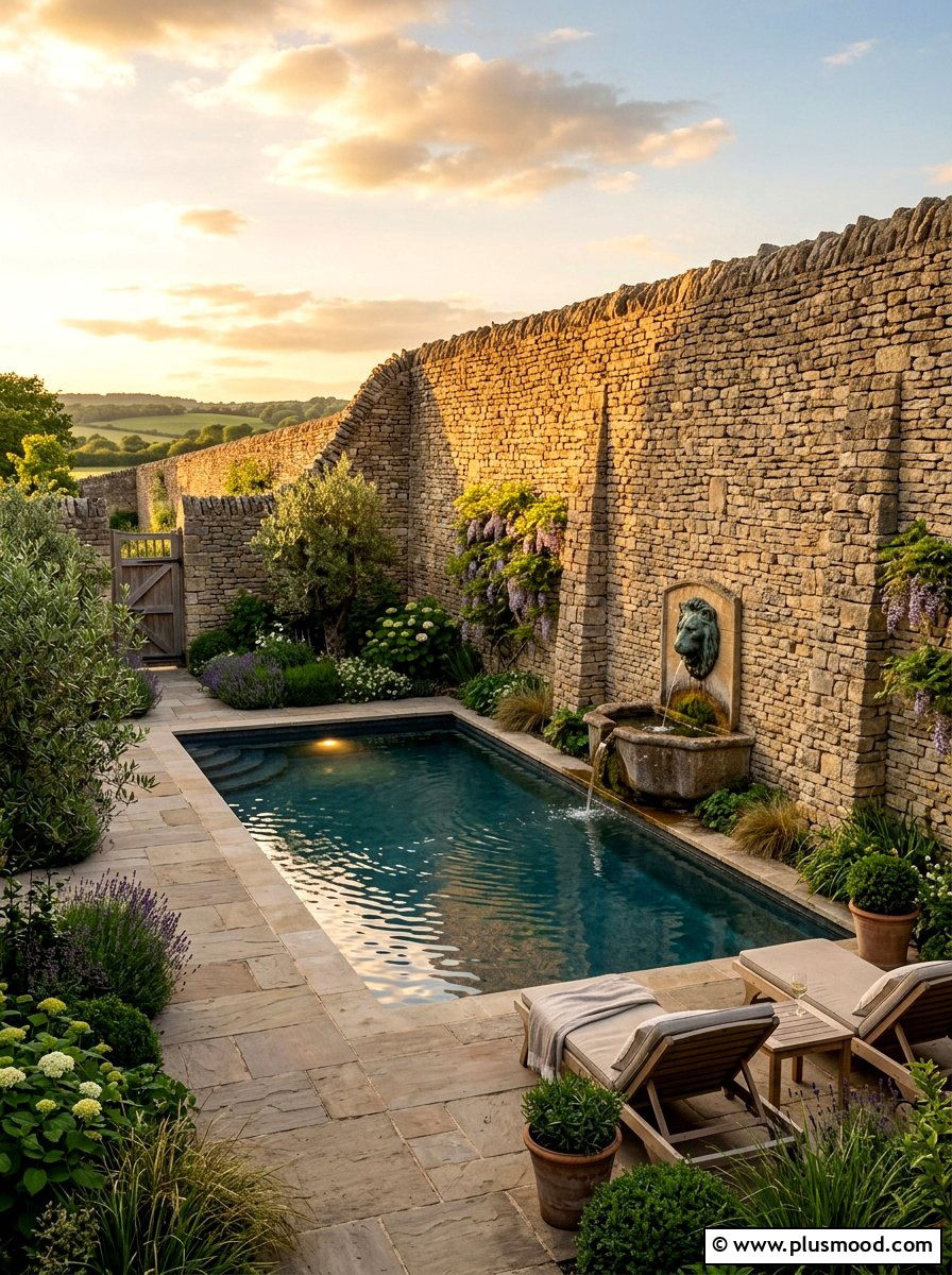 Tall Stone Wall Wind Protection - 25 pool landscaping ideas with stone walls