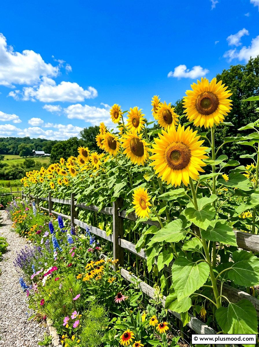 Tall Sunflower Garden Border - 25 summer garden border ideas