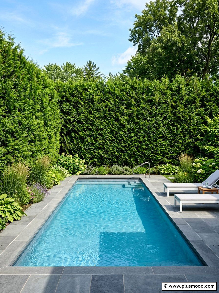 Tall arborvitae hedge - 25 pool landscaping ideas for privacy screen