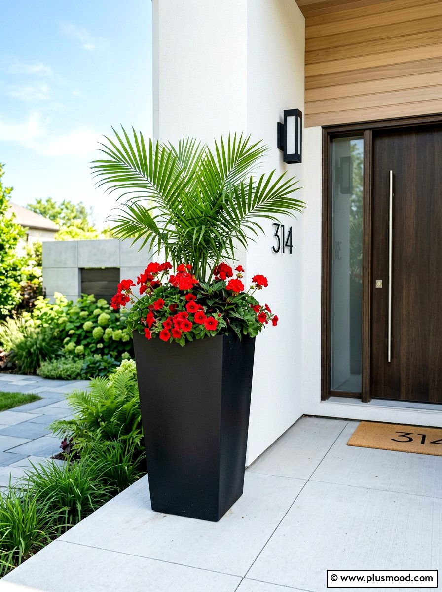 Tall black front porch planter - 25 summer front porch planter ideas