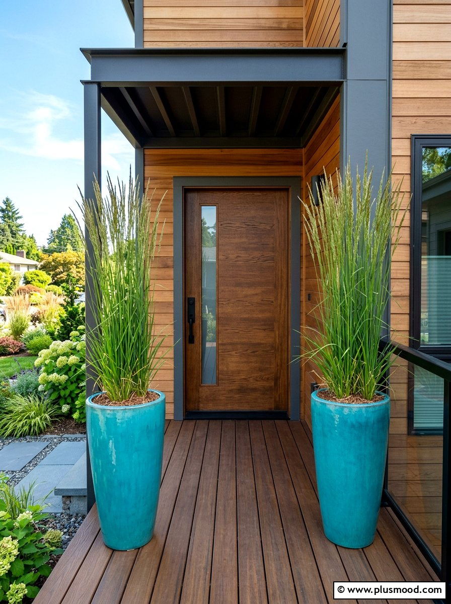 Tall ceramic planters - 25 summer small porch curb appeal ideas