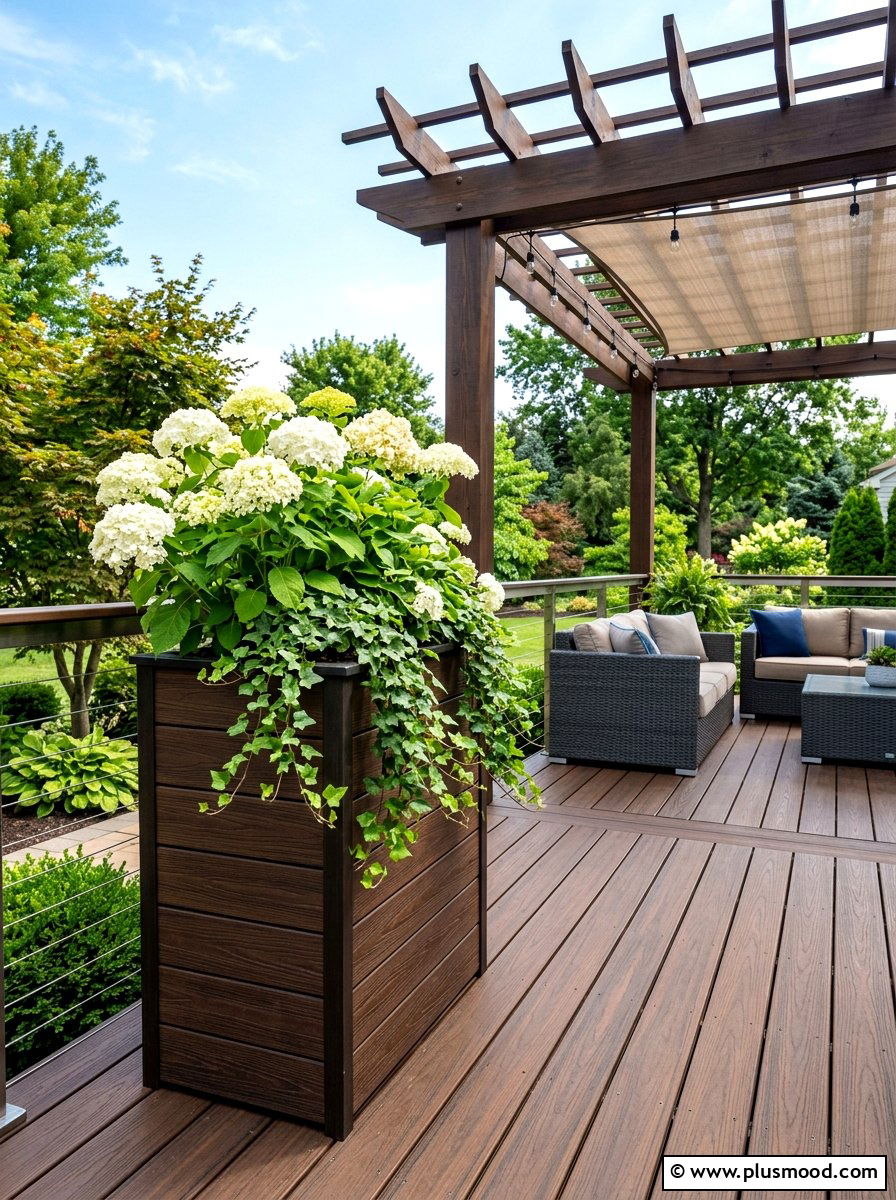 Tall composite deck planter - 25 summer tall planter ideas