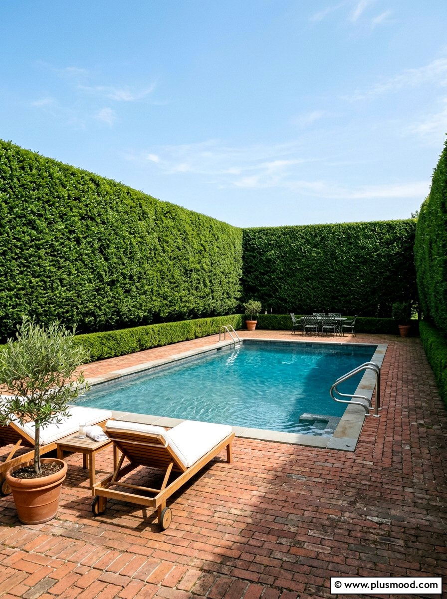 Tall hedges for pool privacy - 25 pool landscaping ideas for inground pools