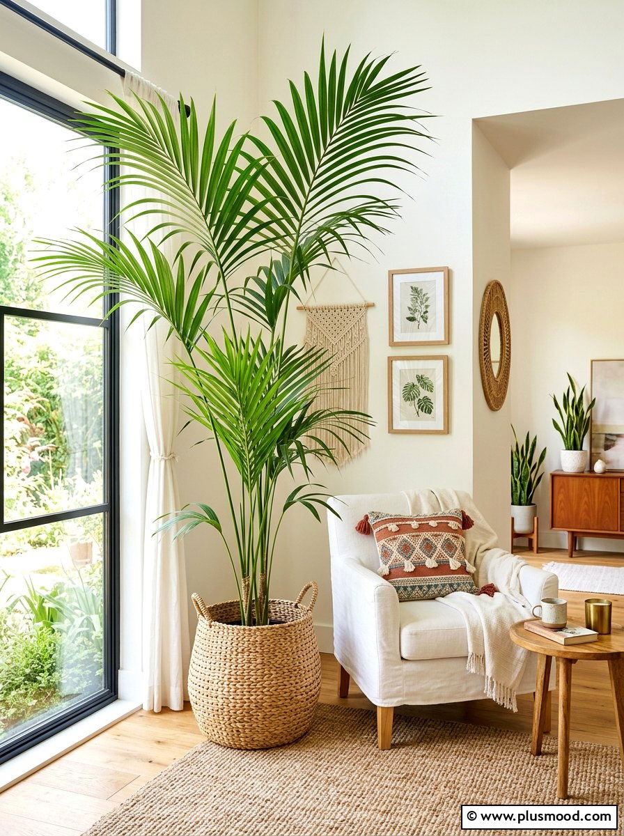 Tall indoor potted plant - 25 summer family room decor ideas