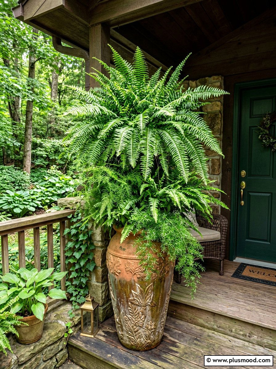 Tall planter with ferns - 25 summer tall planter ideas