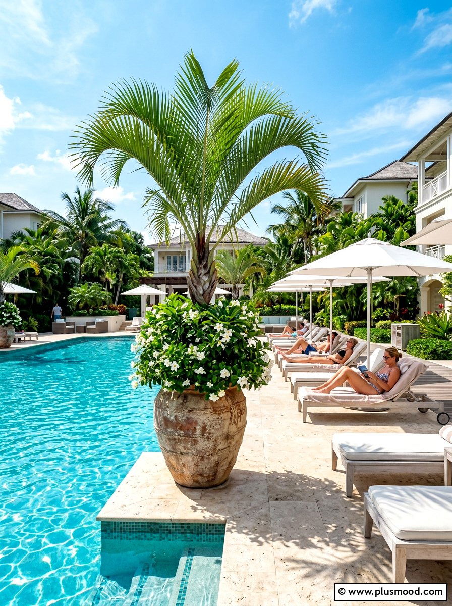 Tall planter with palm trees - 25 summer tall planter ideas