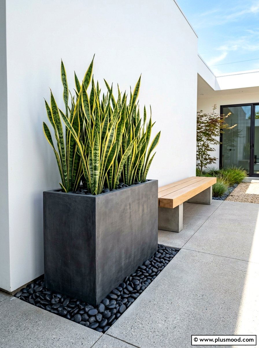 Tall planter with snake plants - 25 summer tall planter ideas