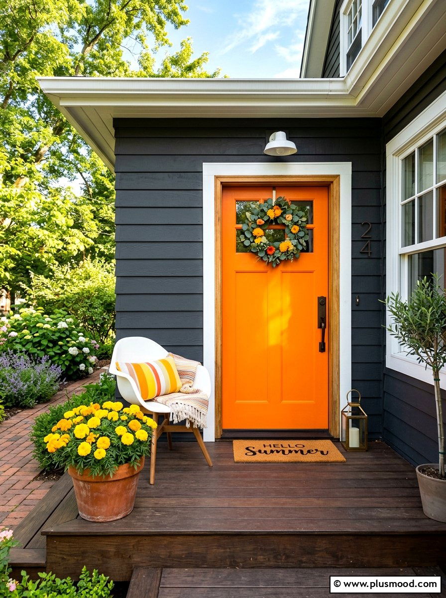 Tangerine Front Door - 25 summer front door color ideas