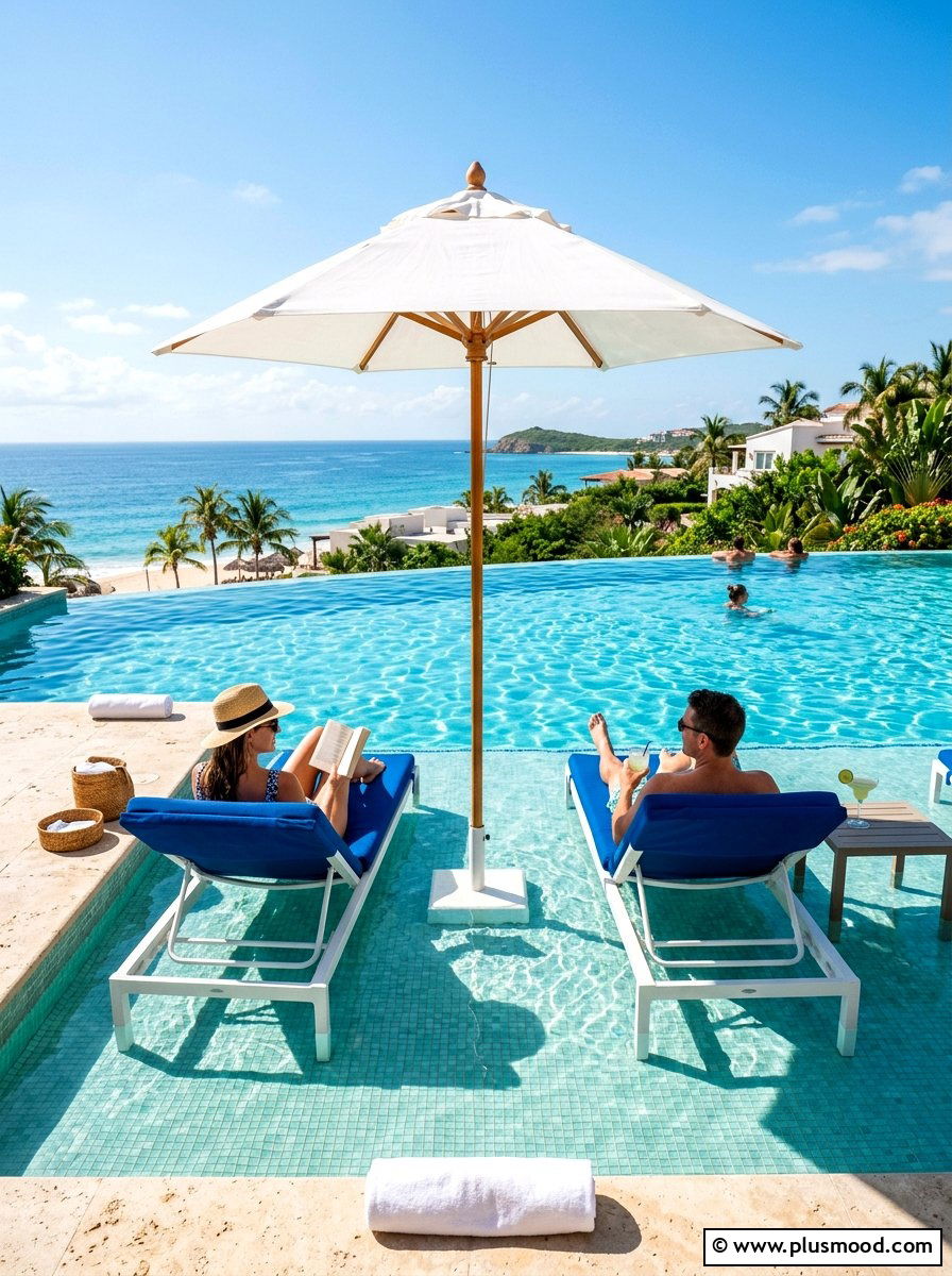 Tanning Ledge Umbrella - 25 summer poolside umbrella ideas