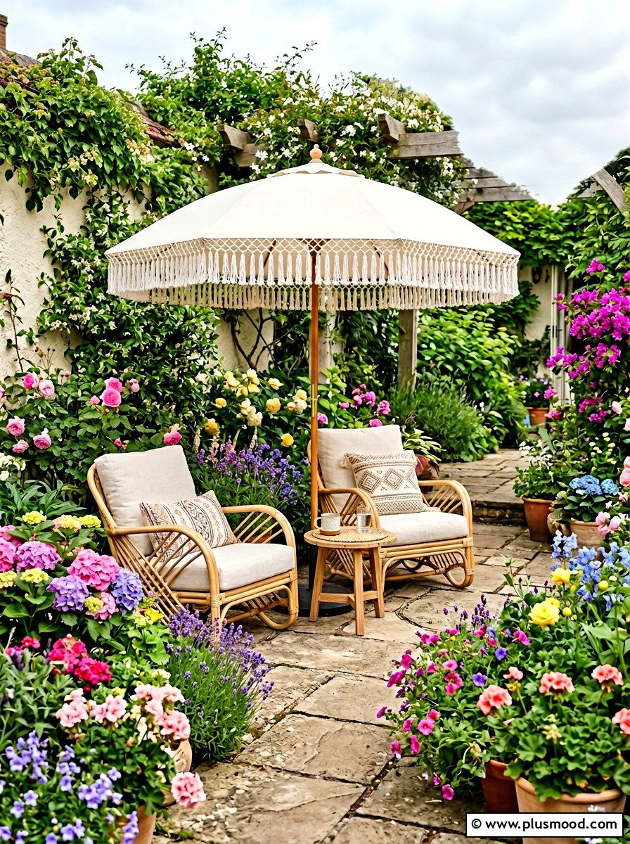 Tassel Patio Umbrella - 25 summer patio umbrella ideas