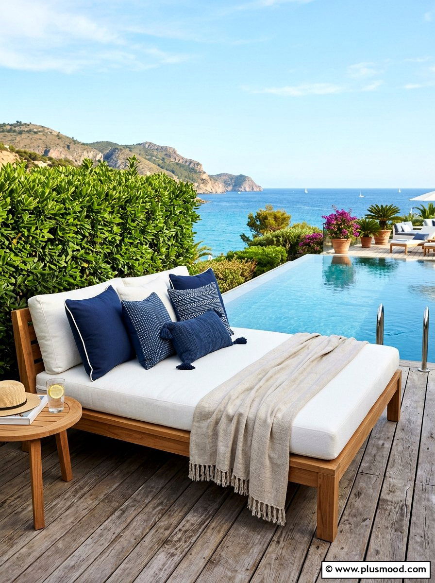 Teak Daybed - 25 summer poolside seating ideas