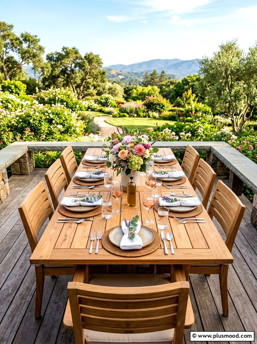 Teak Dining Table - 25 summer home decor ideas