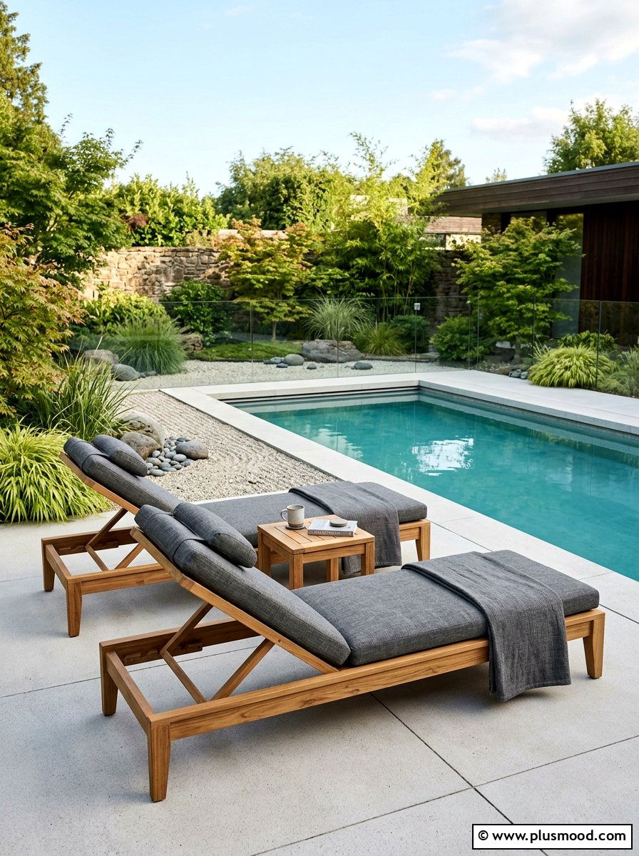 Teak Patio Furniture - 25 pool landscaping ideas for zen style