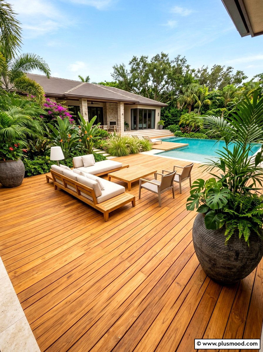 Teak Wood Decking - 25 summer island style backyard ideas