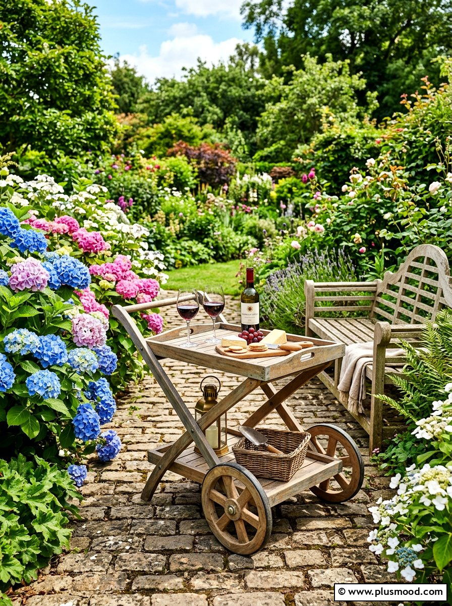 Teak garden cart - 25 summer outdoor serving cart ideas