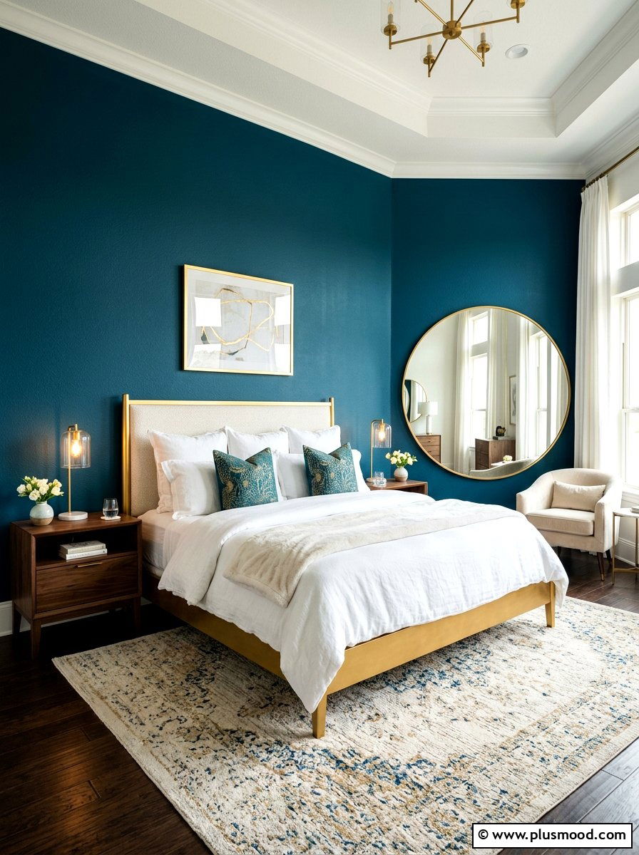 Teal Blue Wall - 25 summer tropical bedroom ideas