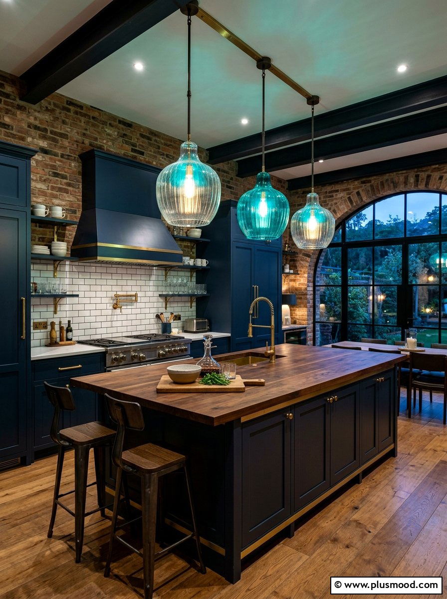Teal Kitchen Lighting - 25 summer blue kitchen decor ideas