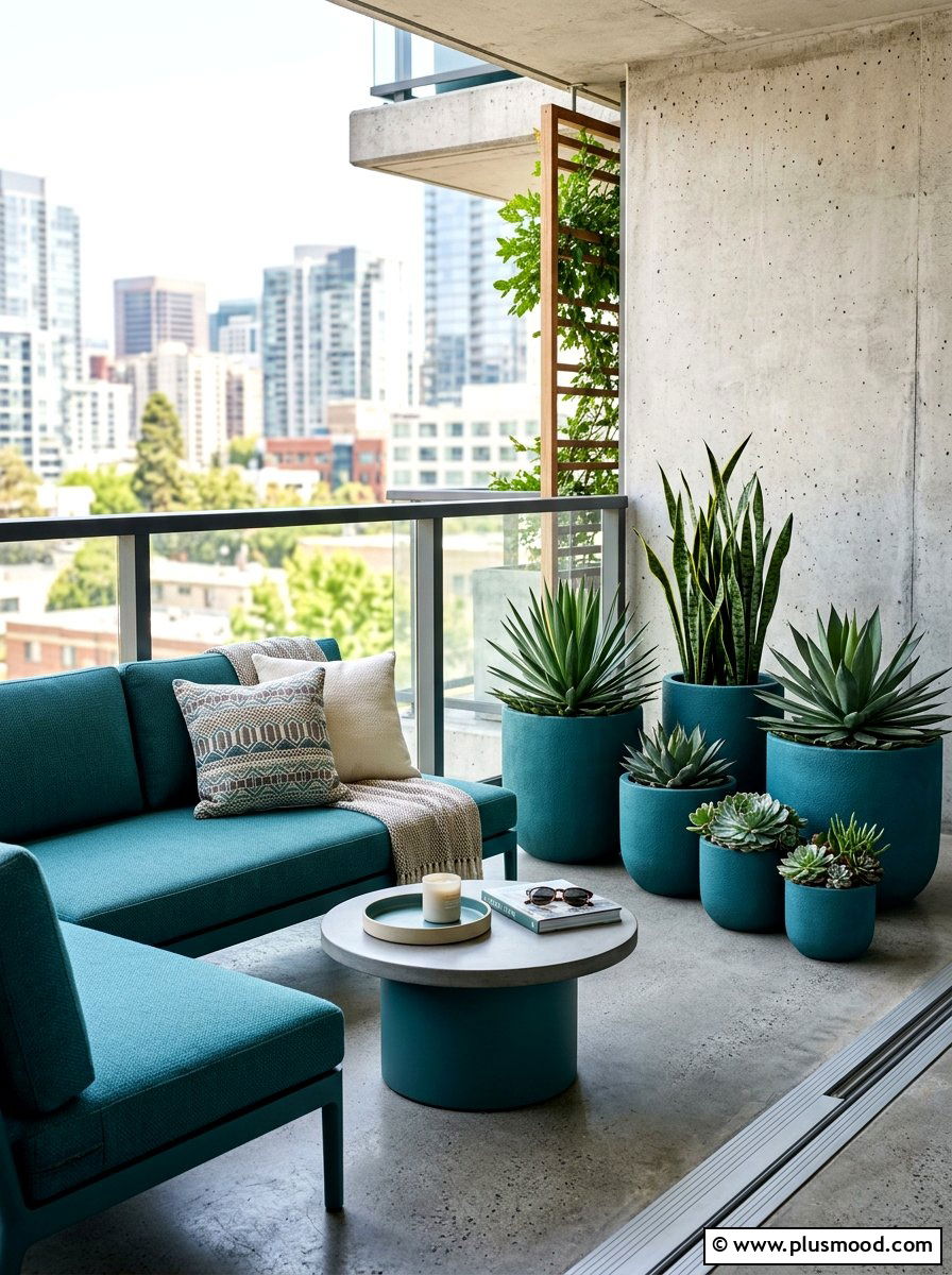 Teal Modern Outdoor Space - 25 summer blue planter styling ideas