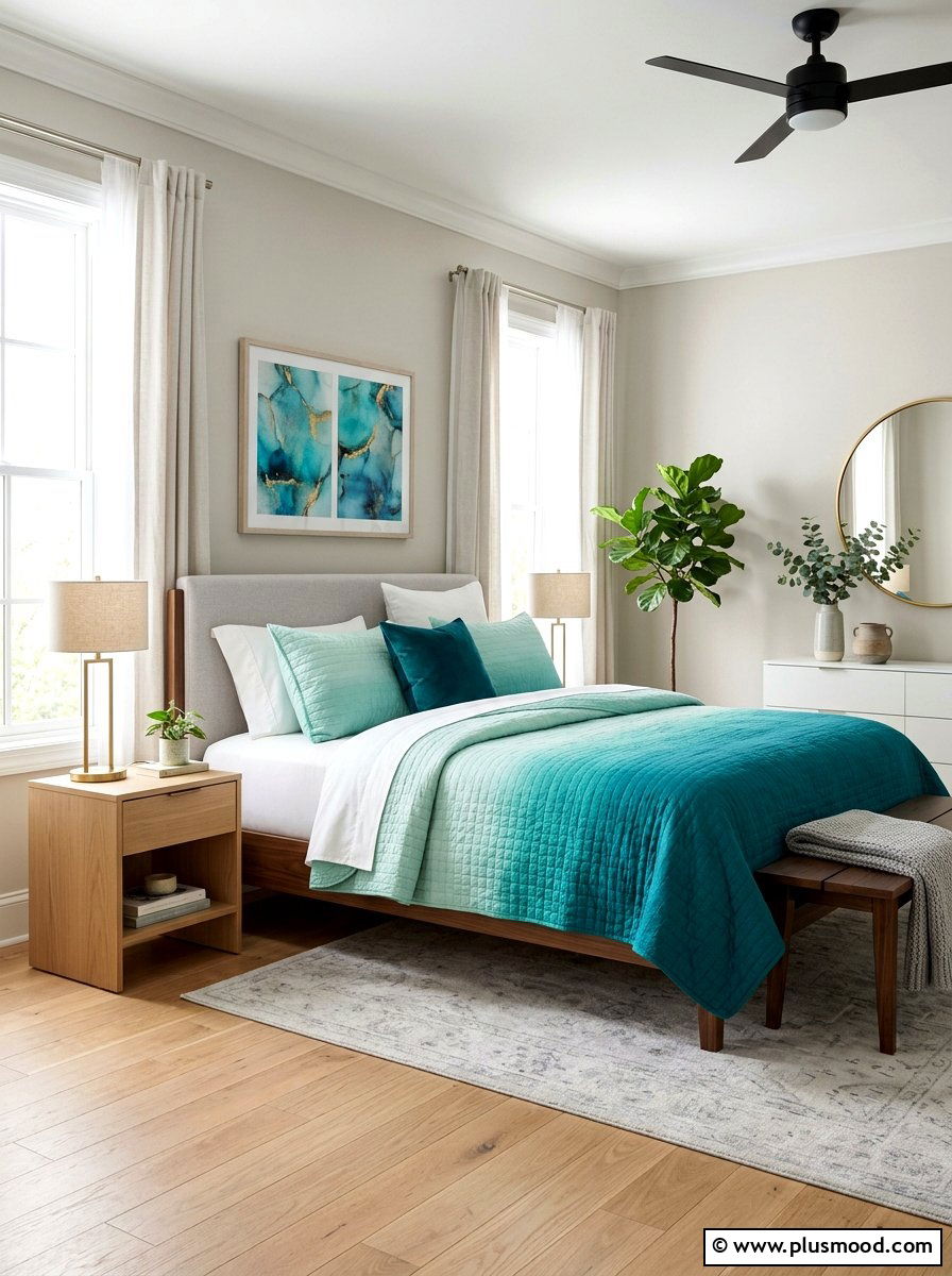 Teal Ombre Quilt - 25 summer quilt ideas for bedroom