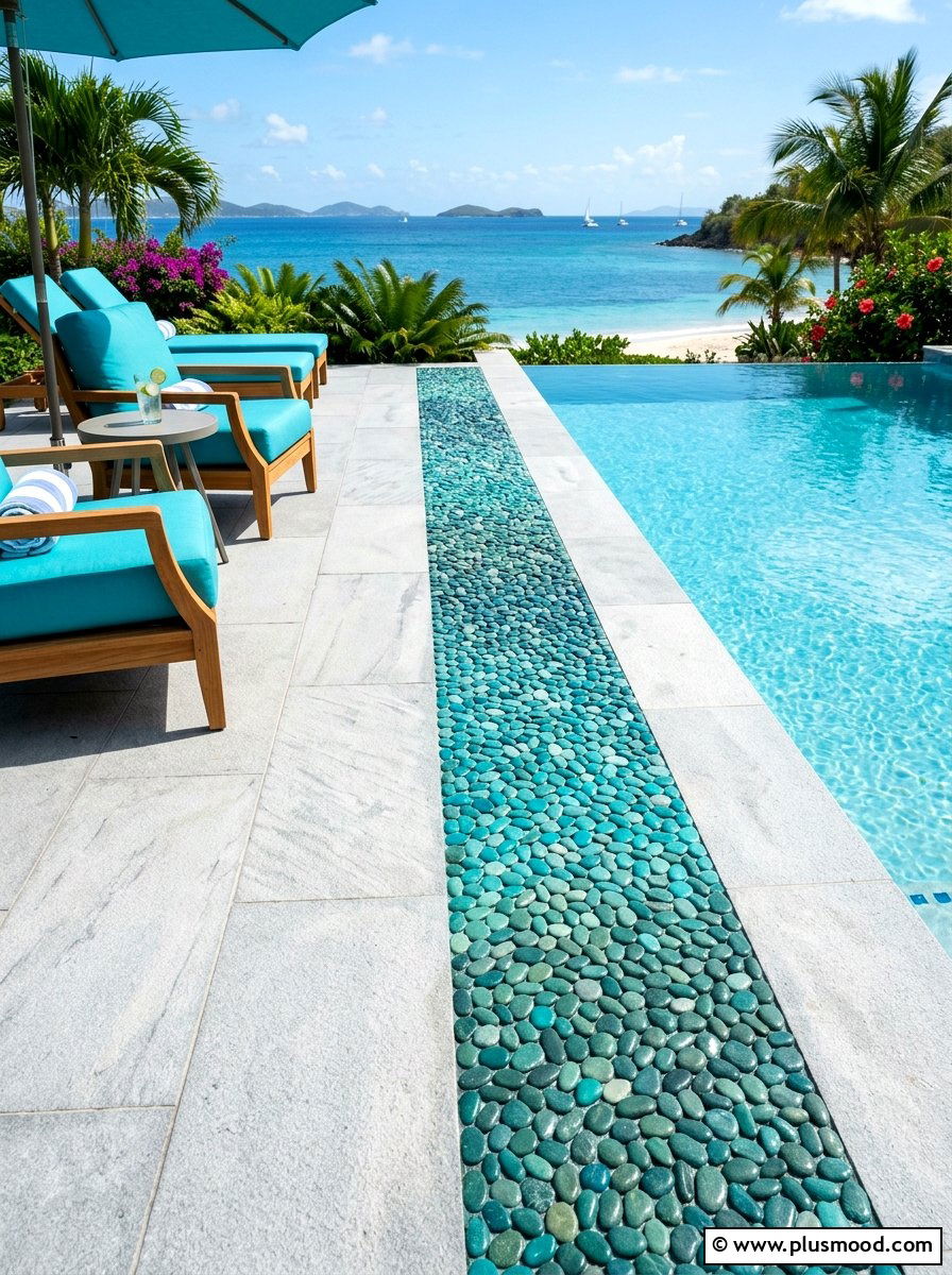 Teal and green ocean ombre pebble - 25 painted rock ideas with ombre design