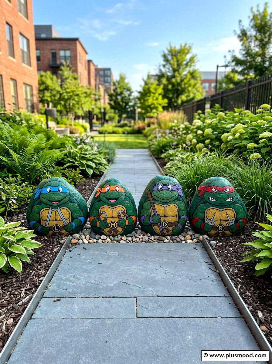 Teenage Mutant Ninja Turtle Rock - 25 painted rock ideas with cartoon characters