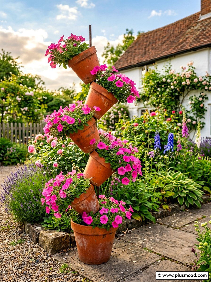 Terra Cotta Pot Stack - 25 summer farmhouse planter ideas