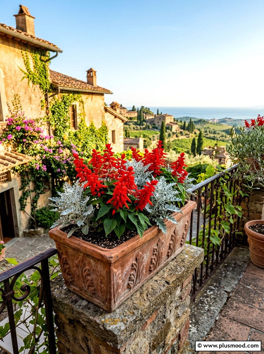 Terracotta Balcony Box - 25 summer railing planter balcony ideas