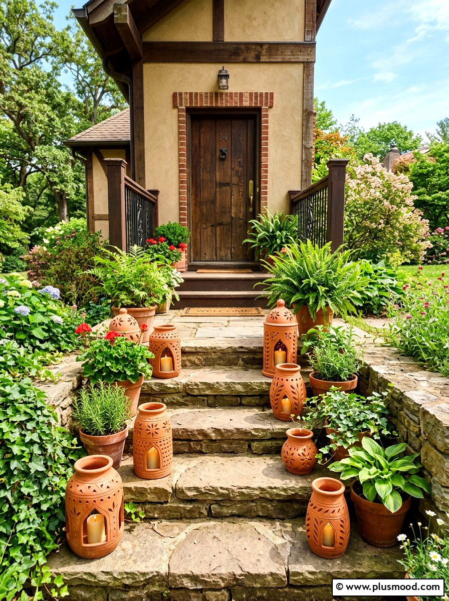 Terracotta Candle Lantern - 25 summer front porch lantern ideas