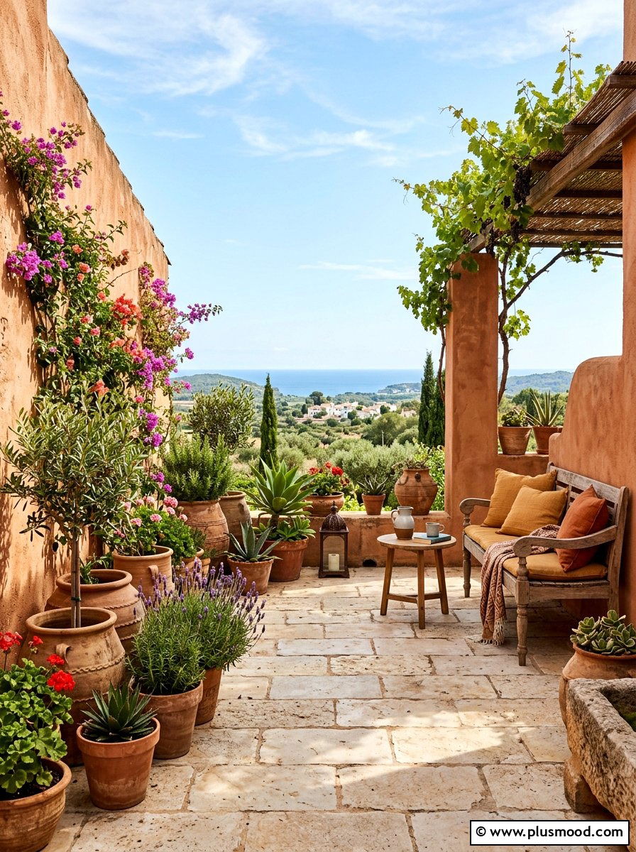 Terracotta Earth Tone Patio - 25 summer decorating ideas for small homes