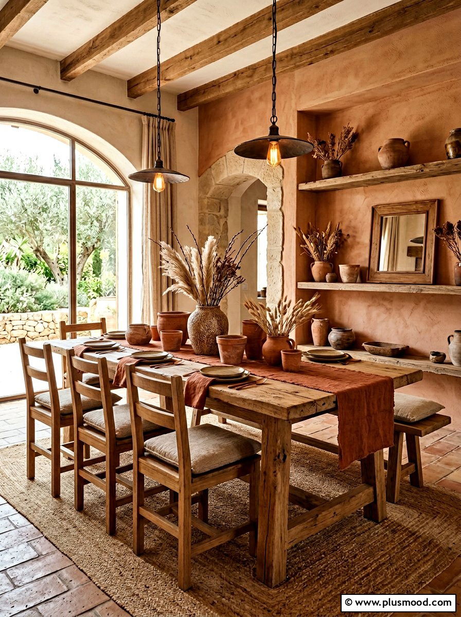 Terracotta Earthy Dining Table - 25 summer tablescape ideas for dining room