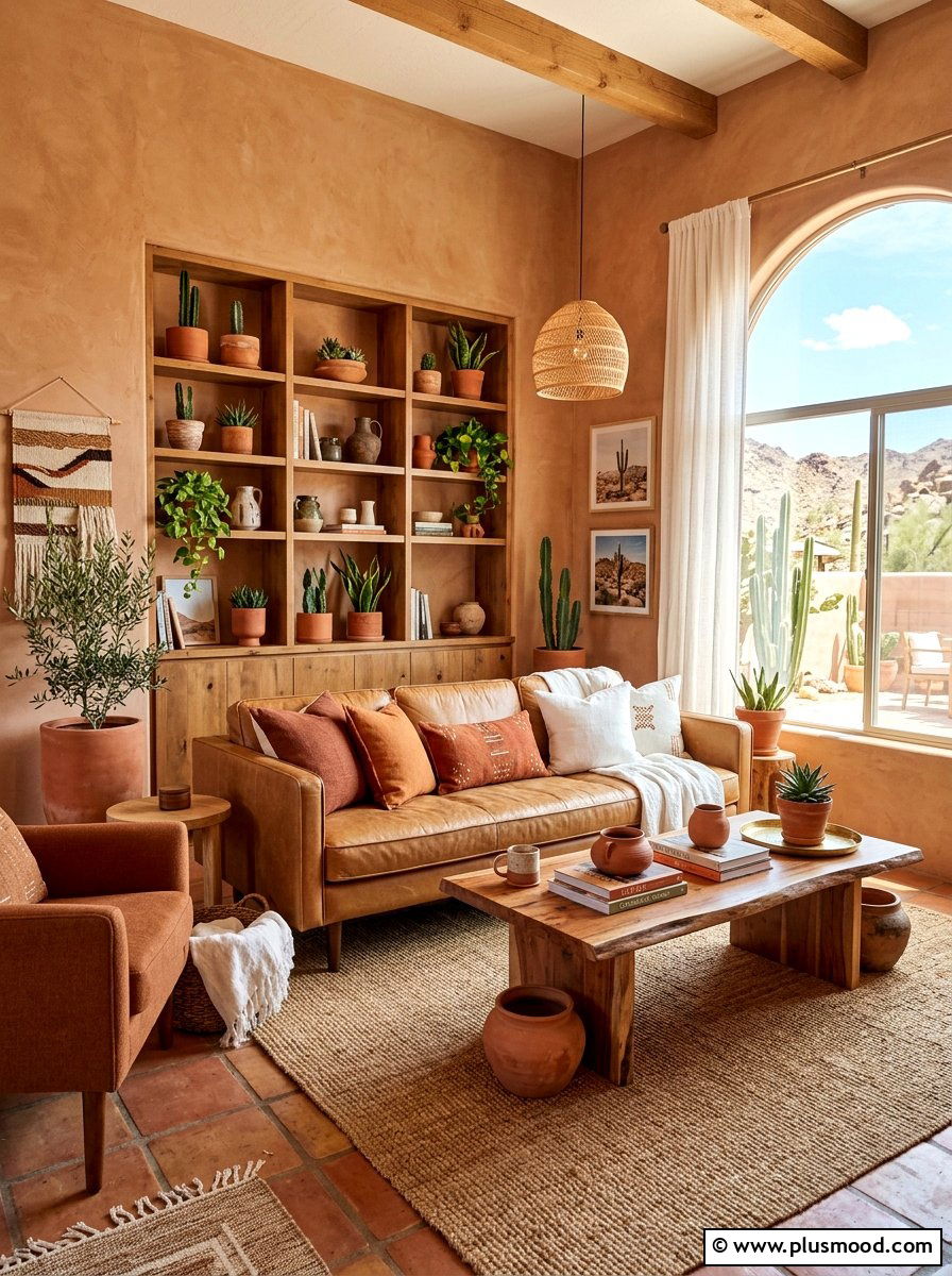 Terracotta Earthy Living Room - 25 summer living room decor ideas