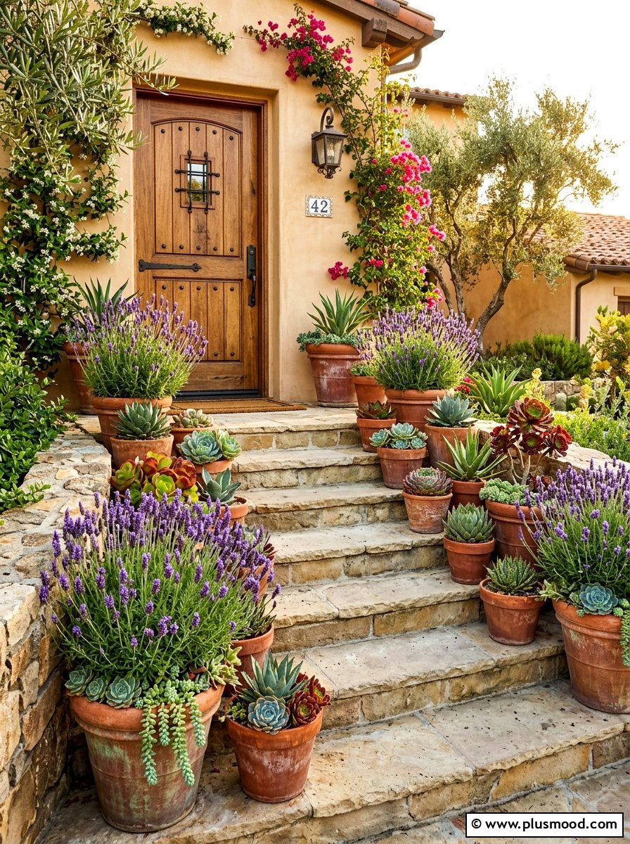 Terracotta Flower Pot - 25 summer front door decor ideas