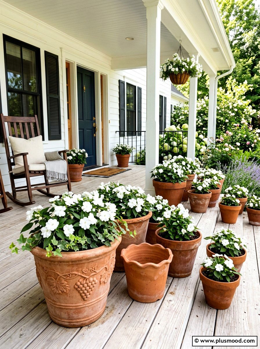 Terracotta Flower Pot - 25 summer front porch decor ideas for white house