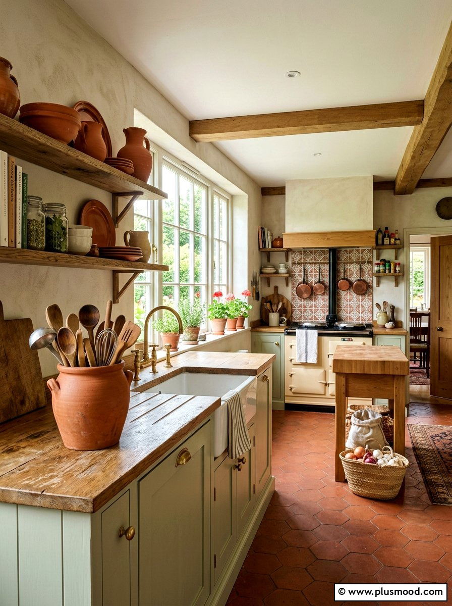 Terracotta Kitchen Crock - 25 summer to fall kitchen decor ideas