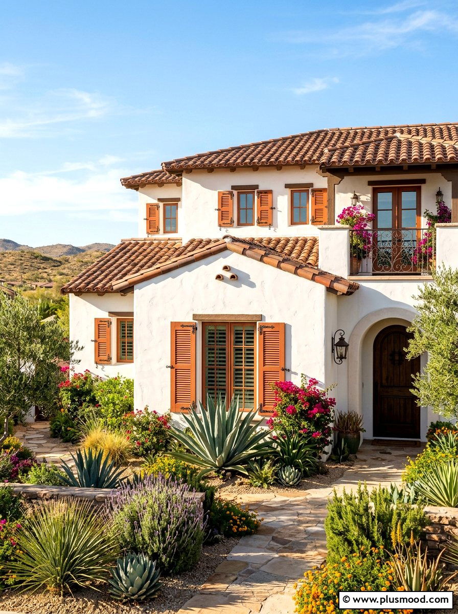 Terracotta Orange Shutters Mediterranean Style - 25 summer shutters color ideas