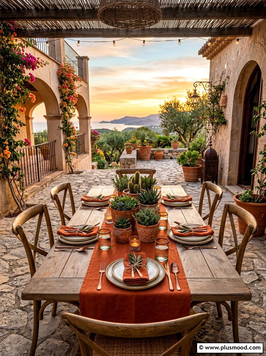 Terracotta Outdoor Dining Table - 25 late summer tablescape ideas