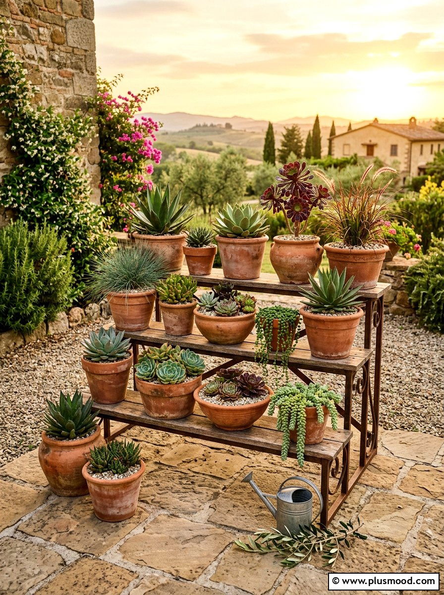 Terracotta Planter Display - 25 last days of summer decor ideas