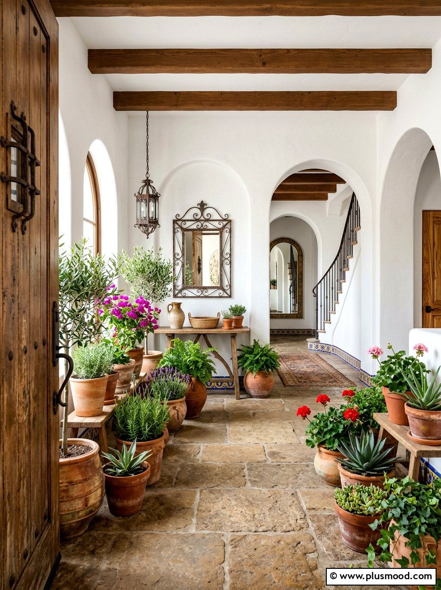 Terracotta Planter Entrance Foyer - 25 summer seasonal entry decor ideas