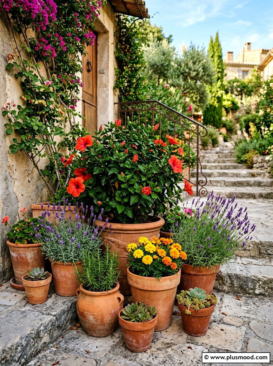 Terracotta Pot Cluster - 25 summer curb appeal planter ideas