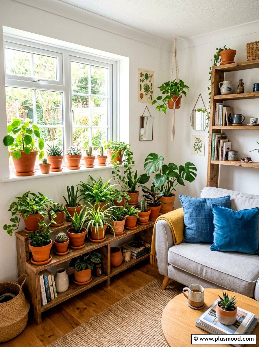 Terracotta Pot Decor - 25 summer decor ideas for small apartments living room