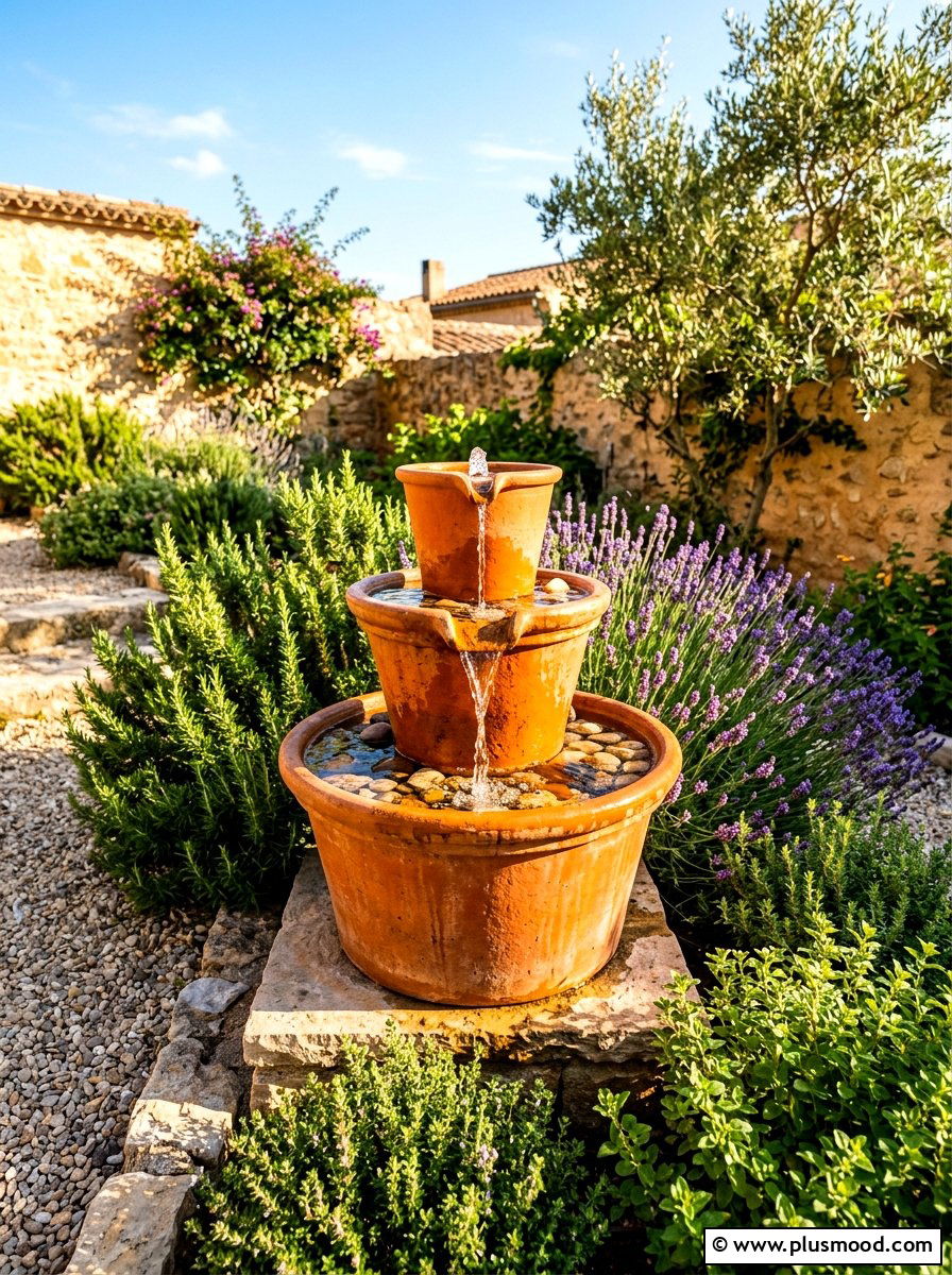 Terracotta Pot Fountain - 25 summer water feature backyard ideas