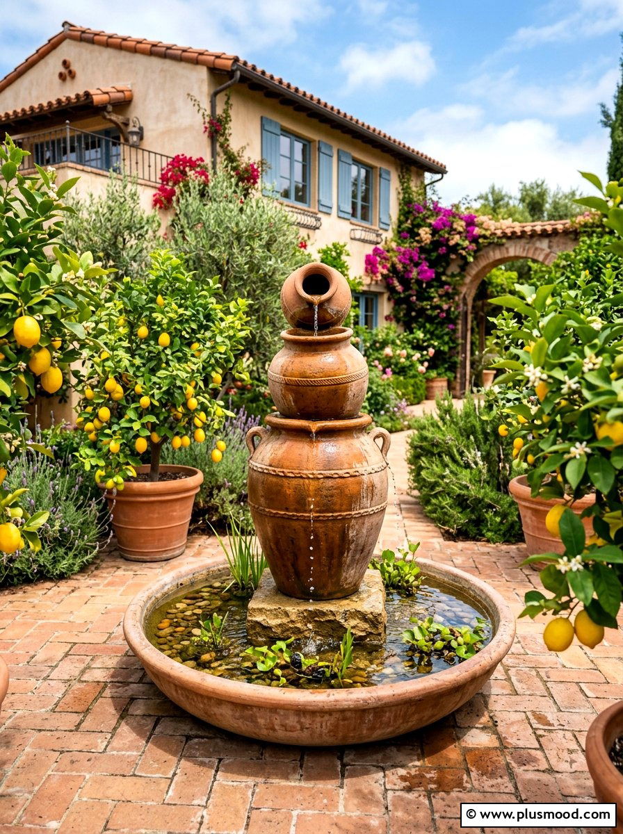 Terracotta Pot Fountain - 25 summer fountain ideas for backyard