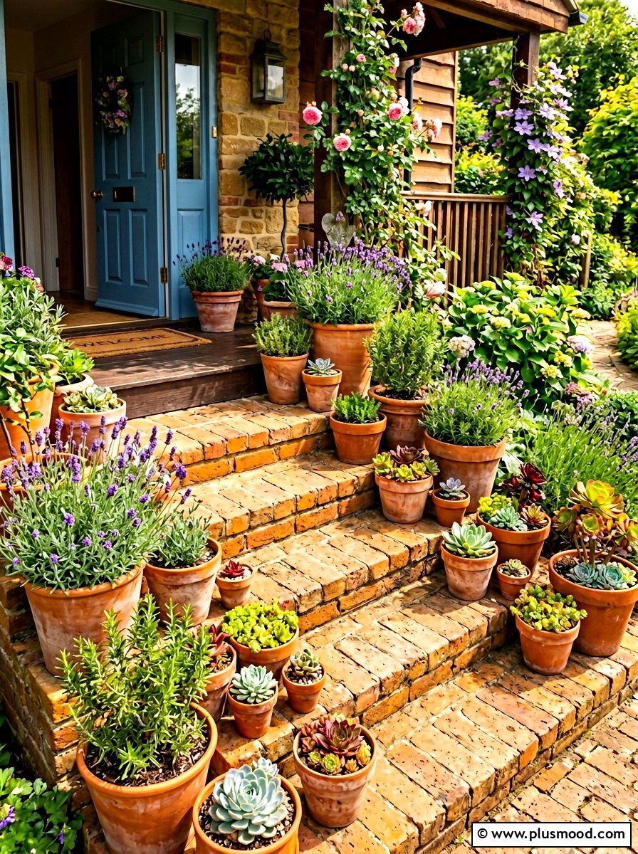 Terracotta Pot Garden - 25 late summer front porch ideas