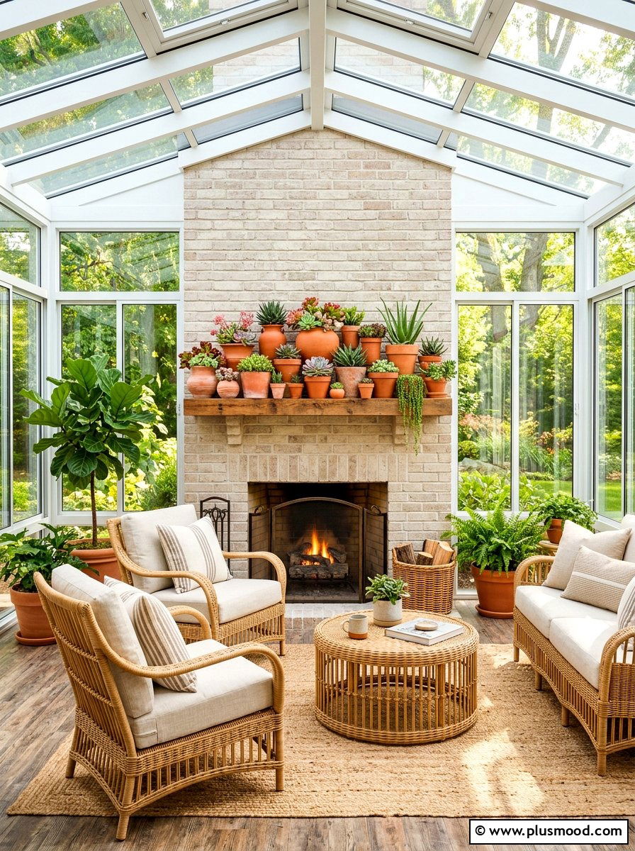 Terracotta Pot Mantel - 25 summer to fall mantel ideas