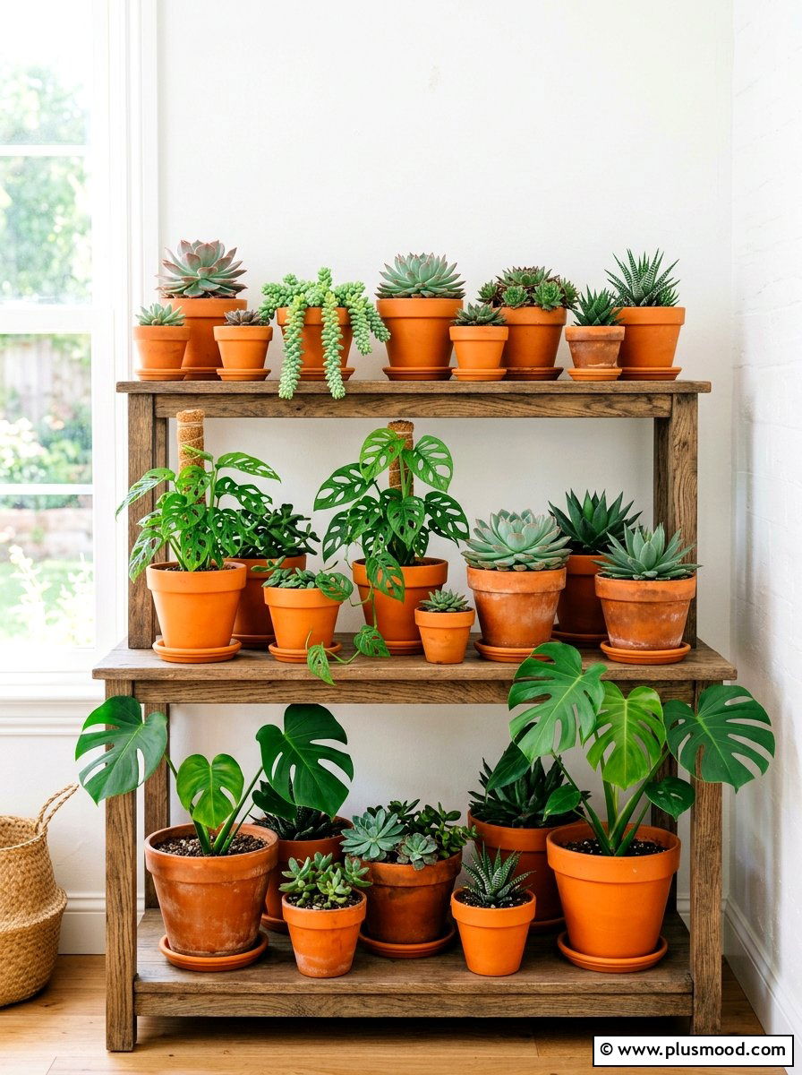 Terracotta Pot Plant Display - 25 cozy summer home ideas