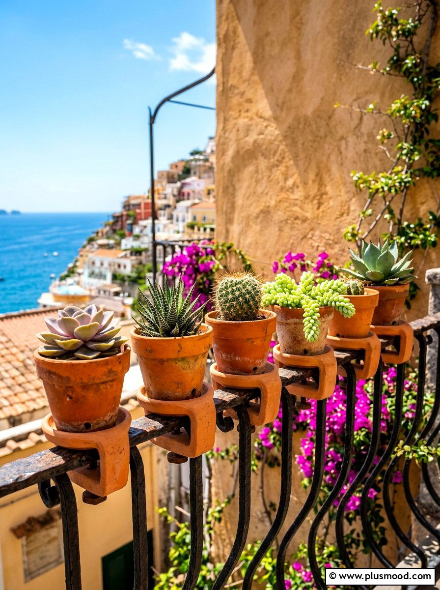 Terracotta Pot Rail Holder - 25 summer porch rail planter ideas