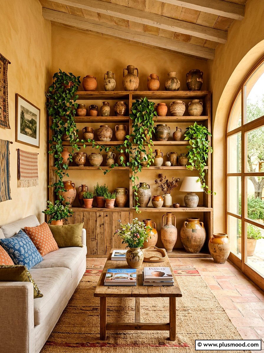Terracotta Pot Shelf - 25 summer shelf styling ideas for living room