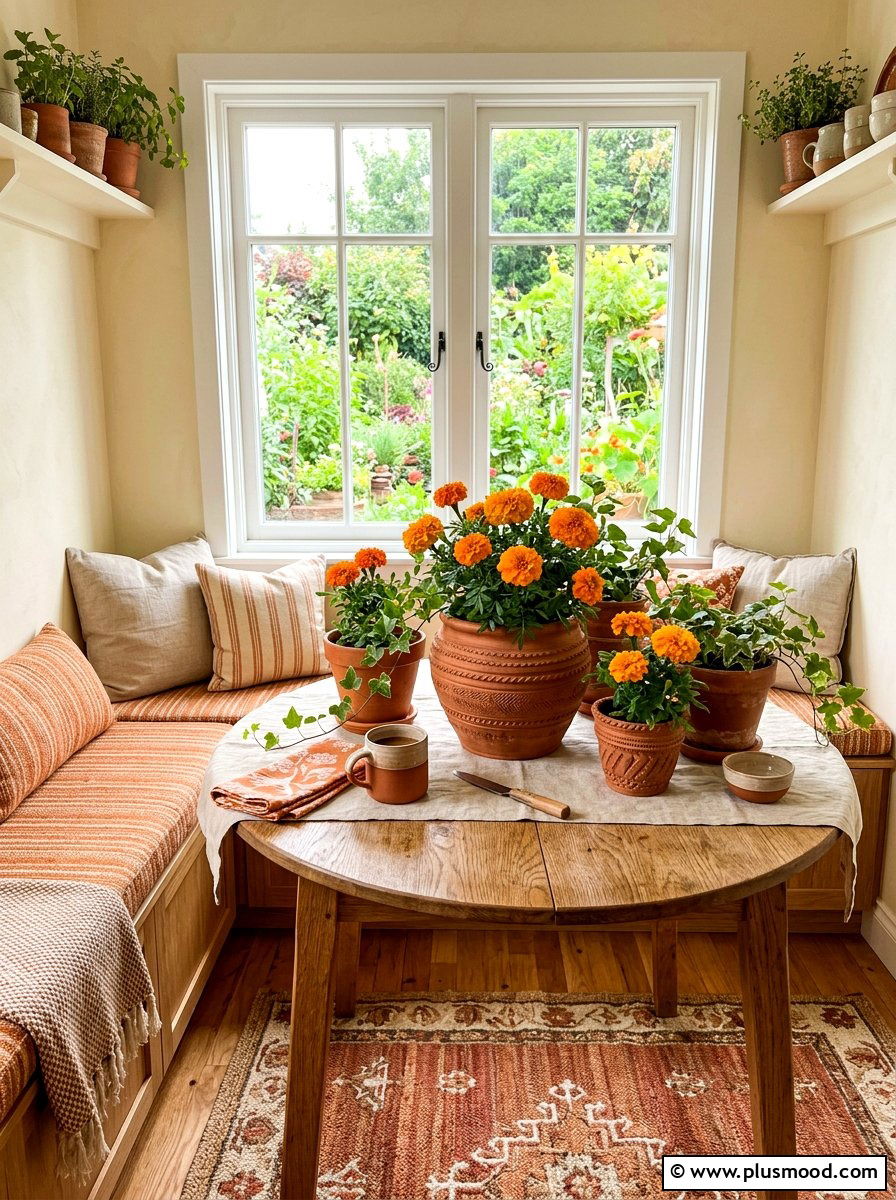 Terracotta Pot with Late Summer Flowers - 25 summer to fall centerpiece ideas