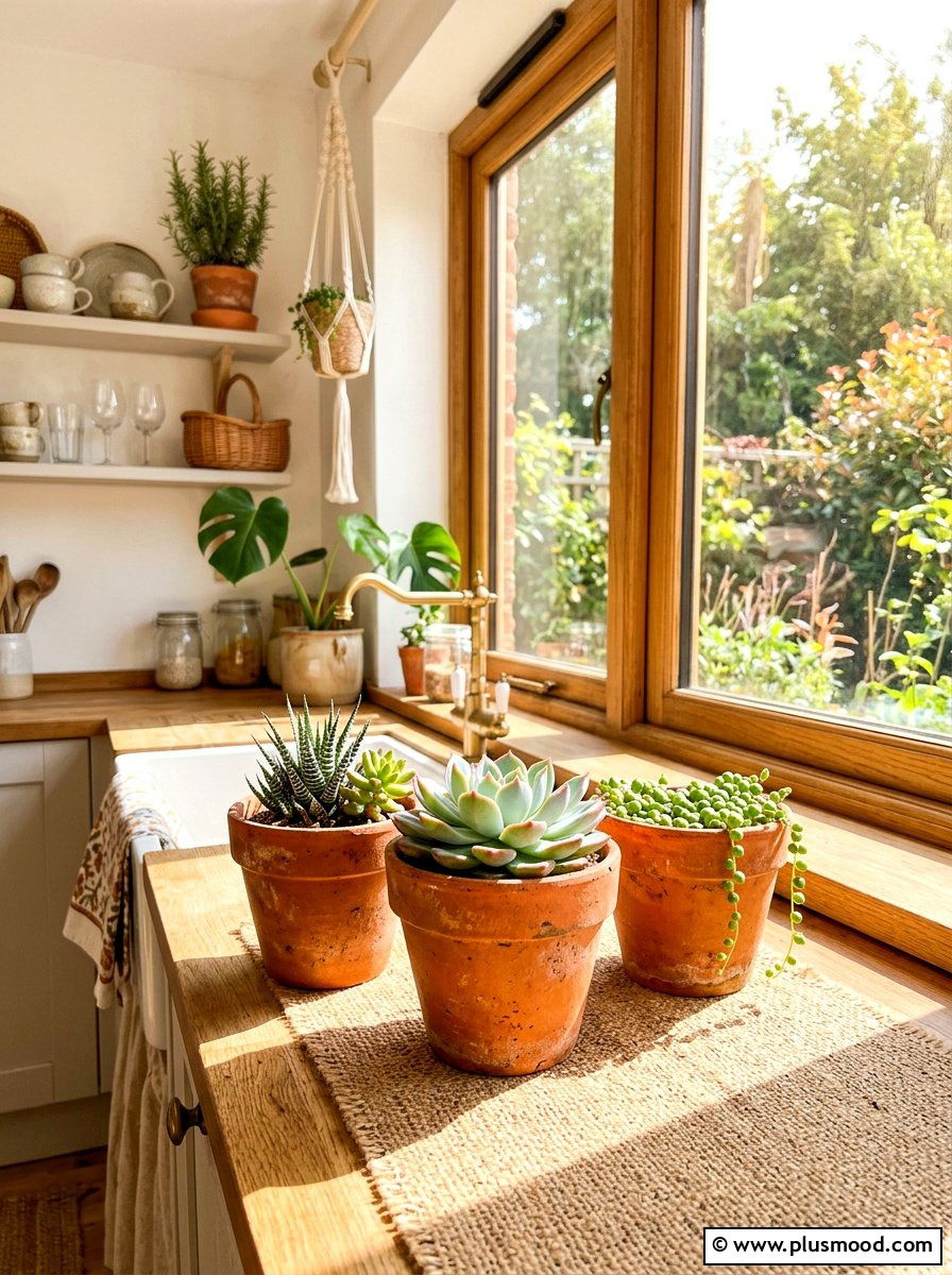 Terracotta Succulent Pot Decor - 25 summer kitchen counter decor ideas