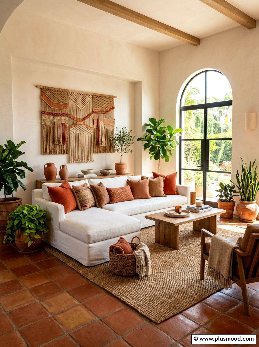 Terracotta Theme Family Room - 25 summer room decor ideas